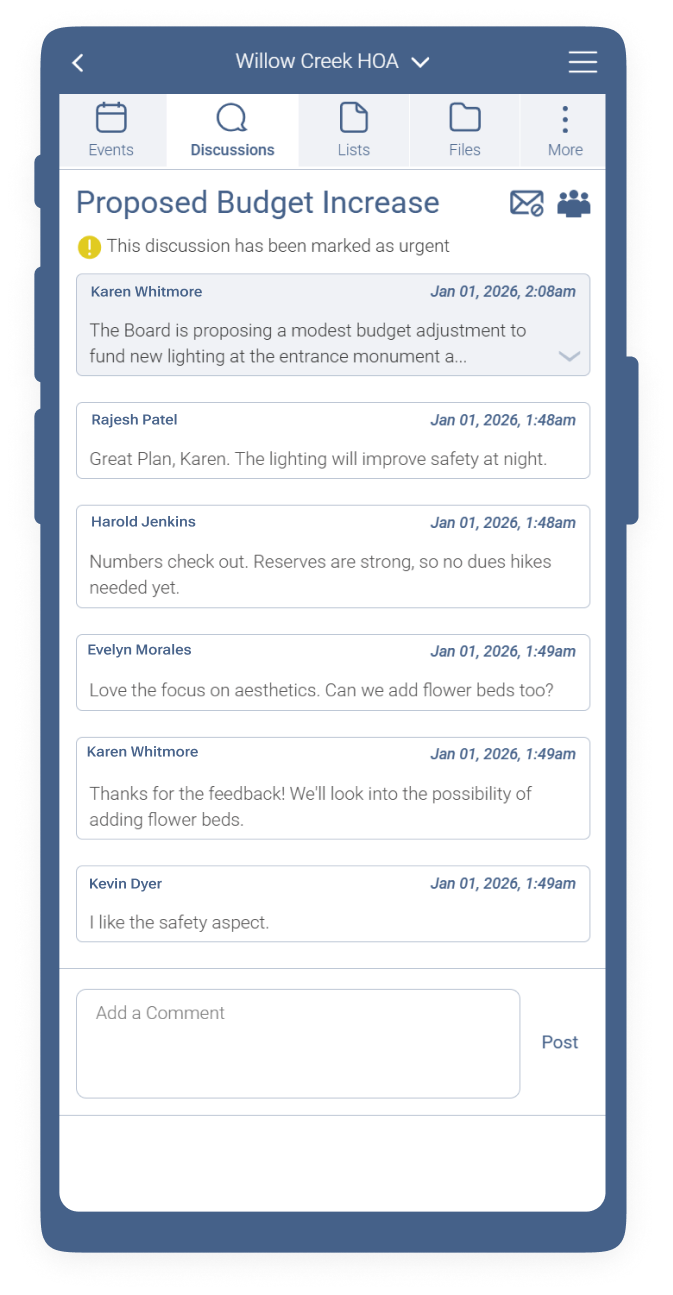 Discussions Feature